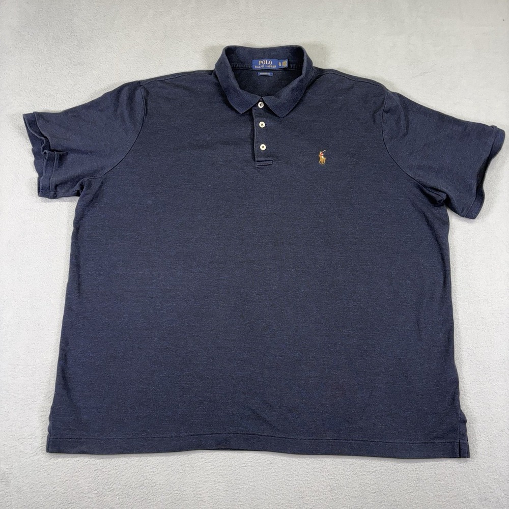 Polo Ralph Lauren Polo Shirt Mens XL Navy Classic Fit Flesh Pony Logo Cotton